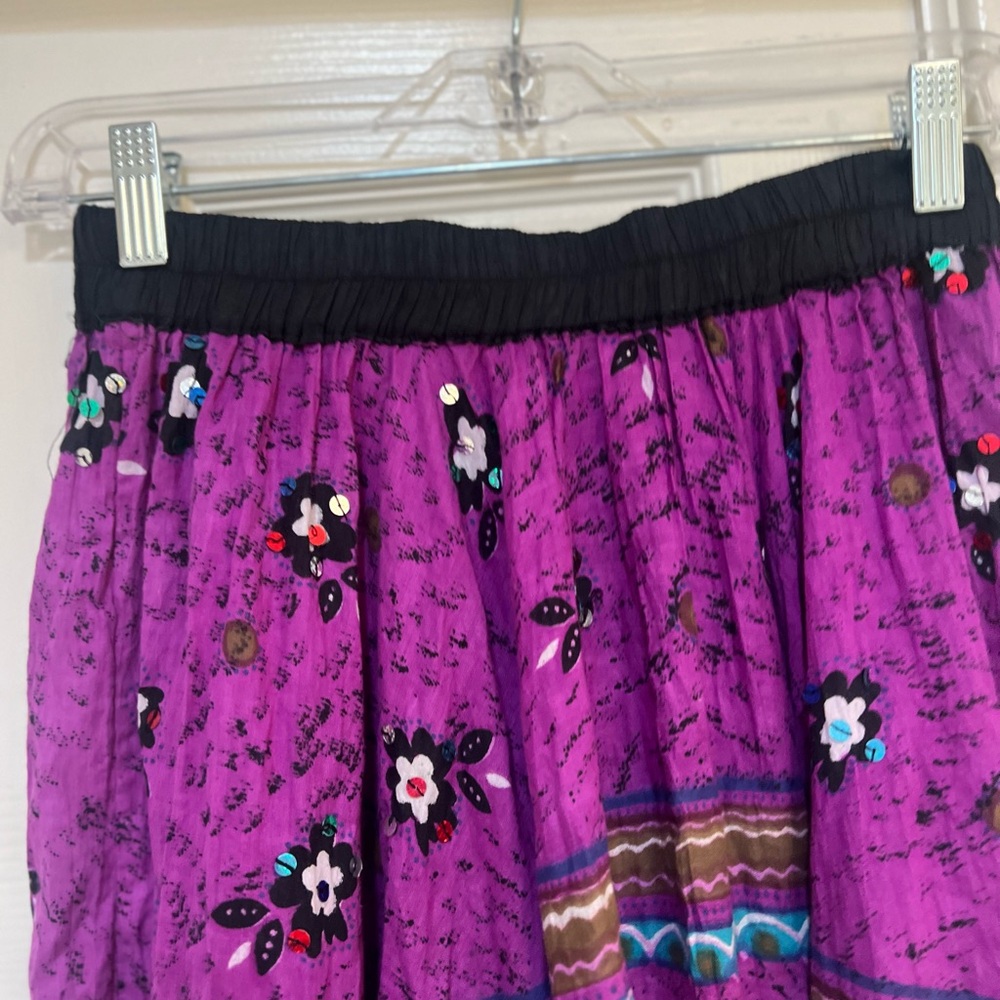 Tie dye sequins stretch waist long skirt boho hippie lightweight sz M summer - Picture 5 of 13